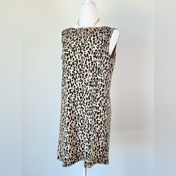 Vintage Leopard Print Boat Neck T-shirt Tank Dress - Picture 4 of 12